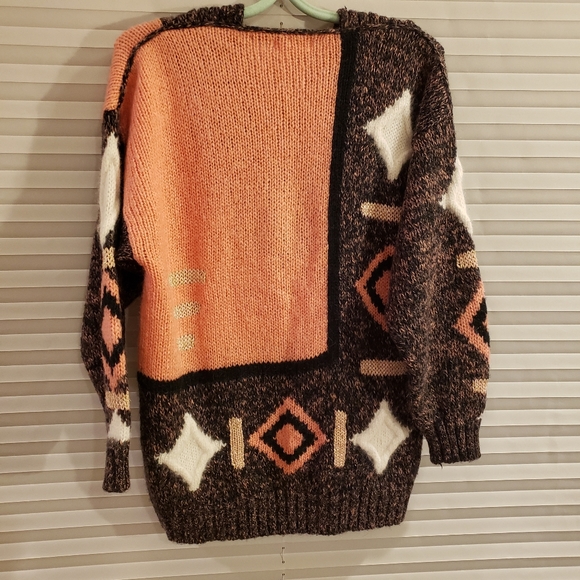 Vintage Susann d V-Neck Chunky Over-Sized Sweater Size L angora accents - Picture 2 of 7